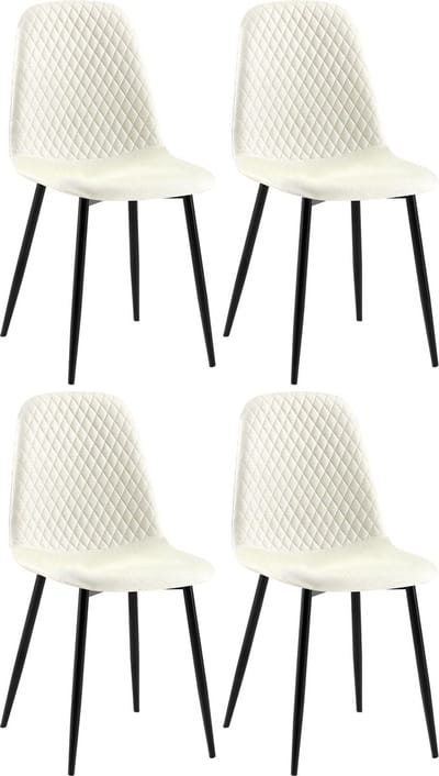 CLP Giverny Set van 4 eetkamerstoelen - zonder armleuning - creme Stof