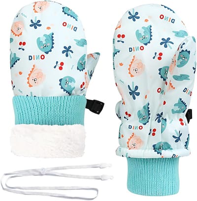 Warm gevoerde waterdichte winterhandschoenen voor kinderen, verstelbare polsband, ideaal voor buitenspeelgoed en koude dagen, geschikt voor 4-6 jaar