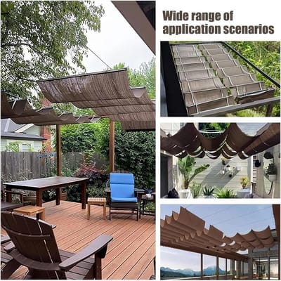 Uittrekbaar Pergola Schaduwdoek 1.7 x 7.2 m – Wave Zonnescherm Schuifbaar – HDPE 90% UV Bescherming – Waterdoorlatend Windbestendig Schaduwdoek voor Terras Tuin Balkon – Mobili Bella