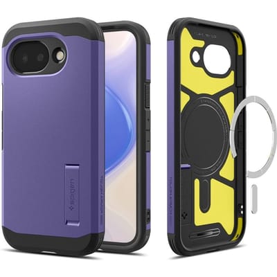 Spigen Tough Armor Hoesje Geschikt voor Google Pixel 10a | Compatibel met MagSafe / Qi2 | Back Cover Militaire Standaard | Kickstand | Paars
