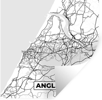 Muurstickers - Sticker Folie - Anglet - Kaart – Stadskaart – Frankrijk – Plattegrond - Zwart wit - 100x100 cm - Plakfolie - Muurstickers Kinderkamer - Zelfklevend Behang XXL - Zelfklevend behangpapier - Stickerfolie