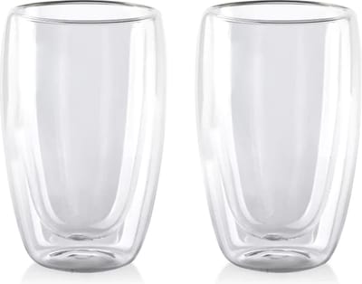 Glozini Dubbelwandig Koffieglas - 450ml - Set van 2 - Dubbelwandig Glas