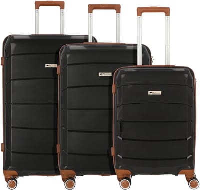 cocoono Graz 4 wielen Kofferset 3-delig - Harde bagage - TSA slot - schwarz-braun