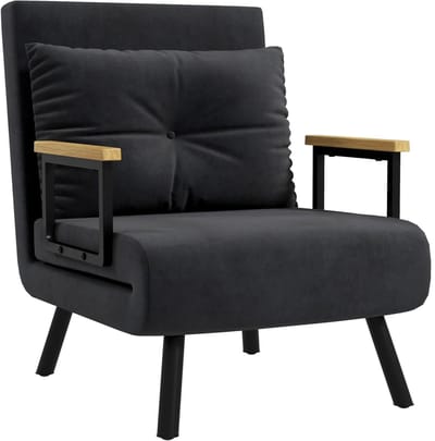 Slaapstoel - Uitklapbaar - Slaapbank - Logeerbed - Zetelbed - Slaapfauteuil - Vouwbed - 1 persoons - Zeer comfortabel - Zwart
