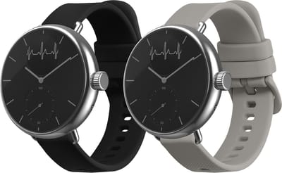kwmobile 2x horlogebandjes geschikt voor Withings ScanWatch 38mm / Steel HR 36mm / Move ECG bandje - Smartwatch bandjes van TPU - Activity tracker horloge band in zwart / grijs