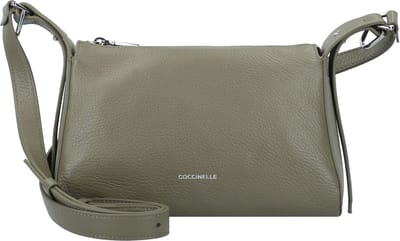 COCCINELLE Leren Schoudertas Bishop Mini Bag Grained Leather Laurel Green Olijfgroen