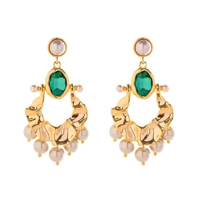 Oorhangers met Groene Steen & Parel – Natuurlijke Eleganties | Twinolo
