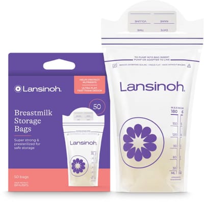 Lansinoh Moedermelk Bewaarzakjes 50 Stuks – BPA-vrij, Lekvrij, Snel Invriezen & Ontdooien – Extra Sterke Moedermelk Zakjes 180 ml – Baby Voeding &