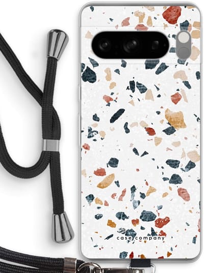 Case Company® - Hoesje met koord geschikt voor Google Pixel 8 Pro hoesje met Koord - Terrazzo N°4 - Telefoonhoesje met Zwart Koord - Bescherming aan alle Kanten en Over de Schermrand