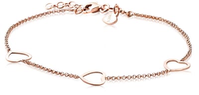 ZINZI zilveren armband rosé verguld hart 17-20cm ZIA1188R