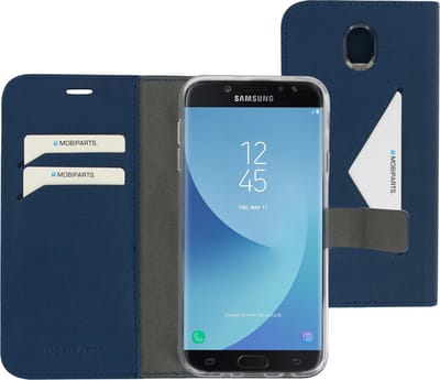 Mobiparts hoesje geschikt voor Samsung Galaxy J7 (2017) - Wallet/Boekhoesje - Eco Leer - Magneet Sluiting - Opberg vakken - Blauw