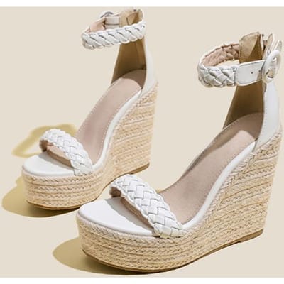 Liyke Goud Geweven Enkelband Gladiator Wedge Sandalen Dames Zomer Mode Open Teen Platform Hoge Hakken Jurkschoenen 38 wit