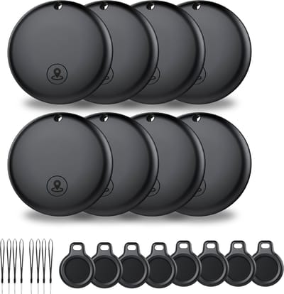 Buzzy Mini GPS Tracker voor IOS – 8 stuks - Werkt met Apple ‘Zoek Mijn’ App – Zonder Abonnement – Bluetooth Tracker voor Sleutels, Koffer, Hond & Auto – Zwart