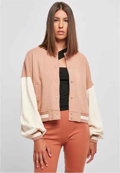 Urban Classics - Oversized 2 tone College jacket - S - Roze/Creme