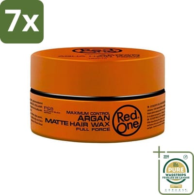 7 x Red One - Haarwax - Argan Matte - Verzorgende Styling - Voor Intensieve Verzorging & Matte Look - 150 ml - Grootverpakking - Haarwax - Arganolie - Matte Look - Verzorgend Haar - Styling Wax