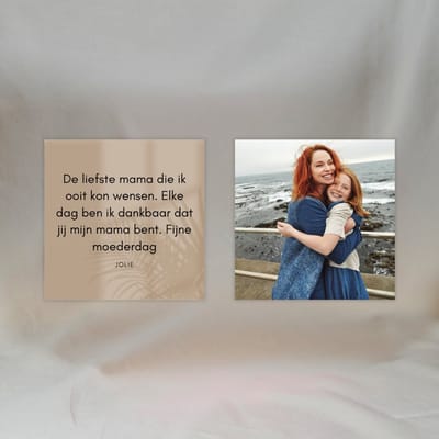 Gepersonaliseerd Cadeau voor Mama - Magneet Tegeltje met Tekst - Magneet Tegeltje met Foto - 2 stuks - Beige - Eigen Tekst Cadeau - Eigen Foto Cadeau - Moederdag - Moederdag Cadeautje - Moederdag Cadeau