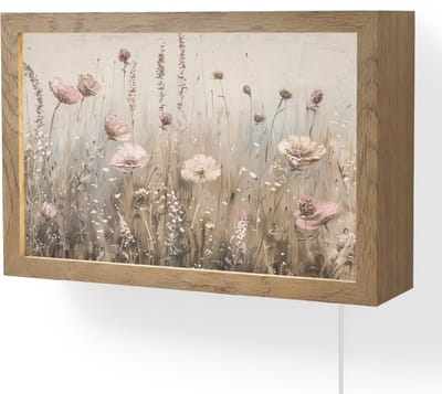 Wandlamp 30x20 cm - Oplaadbaar - Bloemen - Roze - Modern - Beige - Wandlampen binnen woonkamer - Slaapkamer lamp met kabel - Decoratieve nachtlamp - Vloerlamp snoer