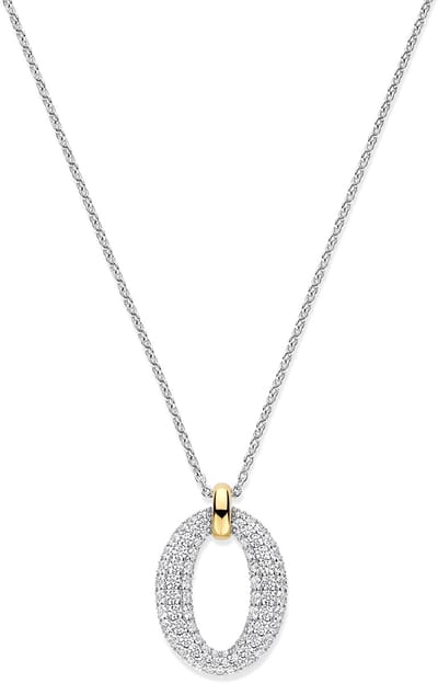 TI SENTO Dames Ketting - 925 zilver - Zirkonia met geel verguld - Maat 42 - 34092ZY
