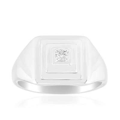 Cavill - Zilveren ring - 925 Sterling zilver gerhodineerd - I1 G Diamant 0,044 ct ronde briljant - moderne elegante ring 21x19 mm
