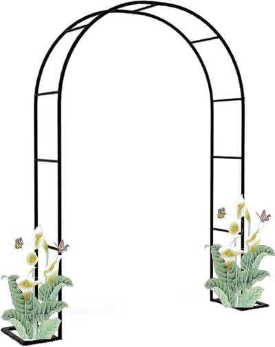 Metalen Tuinboog - Rozenboog Klimplantenboog - Tuin Decoratie - Gegvaniseerd Staal - 140 x 230 cm - Wit
