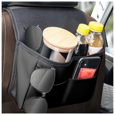 JHUBERS- Opbergtas Hoogwaardig Kunstleer - Auto Organizer - Multi-pocket - Achterbank Hoofdsteun - Waterdicht - Duurzaam en Sterk Belastbaar