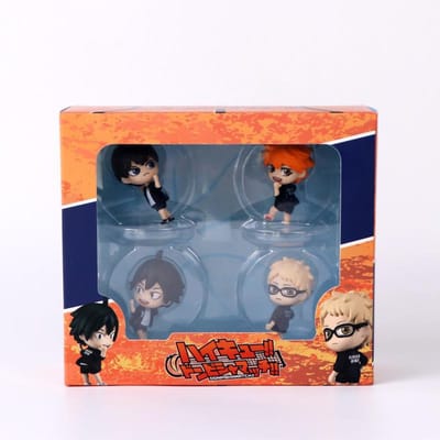 4 Stuks/1 Set Haikyuu Figuur Tobio Kageyama Model Q versie Hinata Shoyo Speelgoed Kei Tsukishima Cadeau Verzameling Tadashi Yamaguchi PVC With box orange