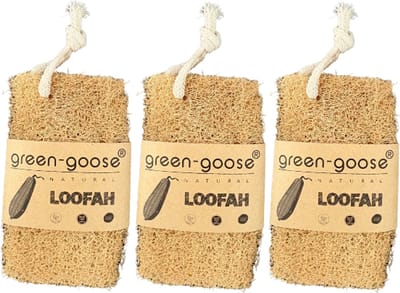 green-goose® Loofah Schuursponsjes | 3 Stuks | Schoonmaak Spons | Natuurlijk, Duurzaam, Puur Plantaardig