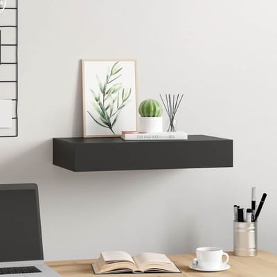 vidaXL - Wandschap - met - lade - zwevend - 48x25x8 - cm - zwart