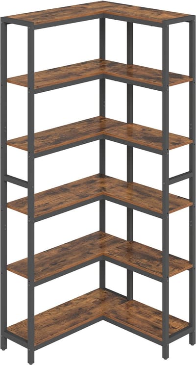 VASAGLE - Wandplank - Hoekkast - Met 6 Niveaus - Ladderrek - Hoekrek - 24 x 102 x 175,2 cm