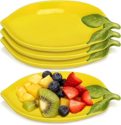 4 stuks citroenvormige keramische kommen, multifunctionele serveerschalen voor fruitsalades, eenvoudig te reinigen en ruimtebesparend op te bergen