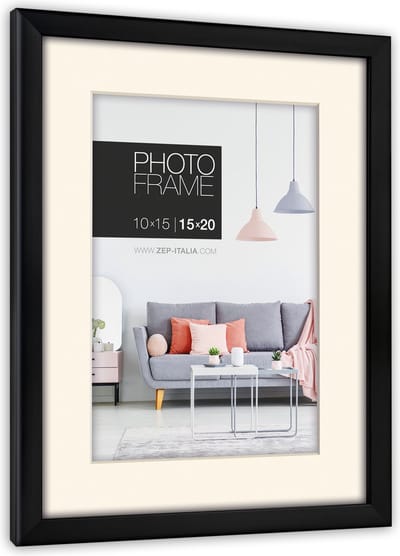 ZEP - Kunststof Fotolijst Edison Zwart met Passe-Partout voor foto 9x13 / 13x18 cm - NP57B
