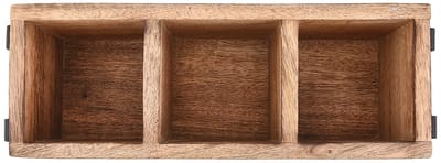 Dailygoods- Bestekbak 3 Compartimenten - Houten Keukengerei Houder - Multifunctionele Organizer - Duurzaam Mangohout - Ruim en Stevig - Decoratieve Caddy