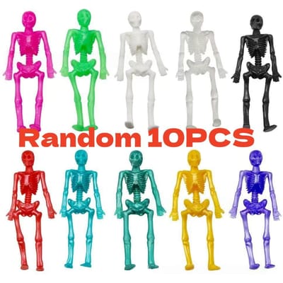 10/12 Stuks Lachende Gezichtsskelet TPR Zacht Rubber Anti-stress Speelgoed Opvouwbaar En Uitrekbaar Halloween grap en ondeugd red