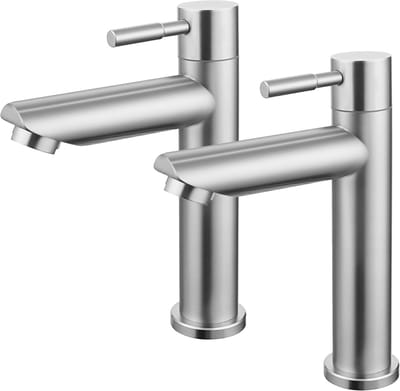 Oraymin 2x RVS Koudwaterkraan - Kleine Wastafel - 60 cm Slang - Handwasbak