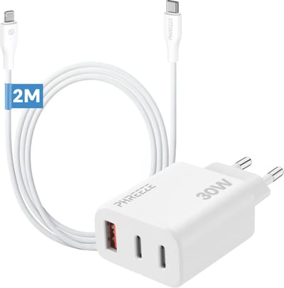 Adapter en oplaadkabel geschikt voor iPhone iPad met Lightning naar usb C kabel - Snellader 30w - Usb adapter met 2m kabel