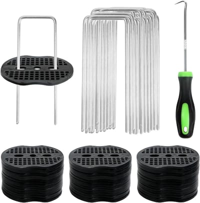 Complete Set van 50 Grondankers met Wasmachines en Haak voor Tuin, Camping en Schuttinginstallatie