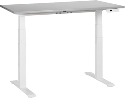 DESTINES - Elektrisch verstelbaar bureau - Grijs/Wit - Spaanplaat