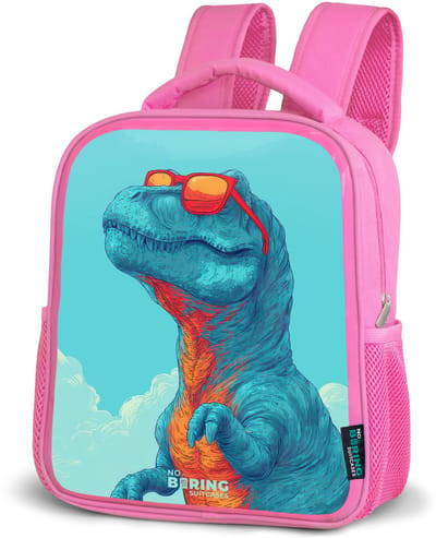 NoBoringSuitcases.com® - Rugzak roze - Schooltas meisjes - Dino met zonnebril - Kinder rugtas meisje - Boekentas kind - Kinderrugzak voor school - Schoolrugzak