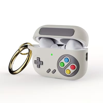 okido - Retro Gaming Hoesje geschikt voor Airpods Pro 3 - Silliconen case Licht Grijs voor Airpods - Console - Case geschikt voor Apple AirPods Pro 3 - Airpods Nintendo Hoes