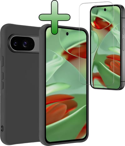 Hoesje Met Screenprotector - Geschikt voor Google Pixel 9 - Sterk & Shockproof - Back Cover - Siliconen Case - Telefoon Hoes - Zwart