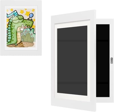 Home & Marker - Fotolijst voor Kinderen - Wit – Kunstwerken Makkelijk Bewaren & Tentoonstellen – Hout – 33x24 cm – Duurzaam & Compact – Perfect Cadeau voor Jonge Kunstenaars - FRAMELET