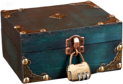 Vintage Houten Schatkist met Cijferslot voor Decoratie en Opslag