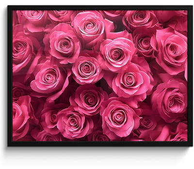 Poster in lijst - Fotolijst 70x50 cm - Posters - Rozen - Pink - Bloem - Posterlijst zwart - Decoratie - Wanddecoratie woonkamer - Muurdecoratie slaapkamer