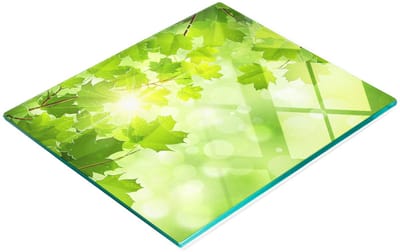 Glazen serveerplank met kastanjebladerenmotief, 60x52 cm