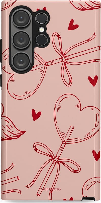 Casetastic Hoesje Geschikt voor Samsung S23 Ultra - Stijlvolle Beschermende Duo-layer Case - Zoete strikjes