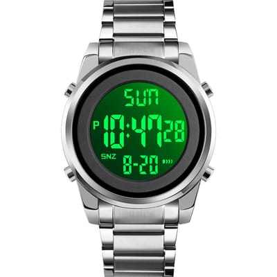 SKMEI Heren Digitaal Zakelijk Horloge Dubbele Tijdmodus Datum Week Wekker Achtergrondverlichting 3ATM Waterdicht zilver