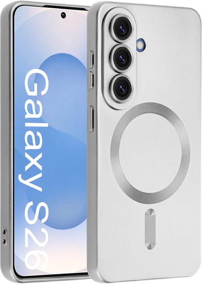 ShieldCase MagSafe Hoesje - Geschikt voor Samsung Galaxy S26 - Lens Protectie - Zilver