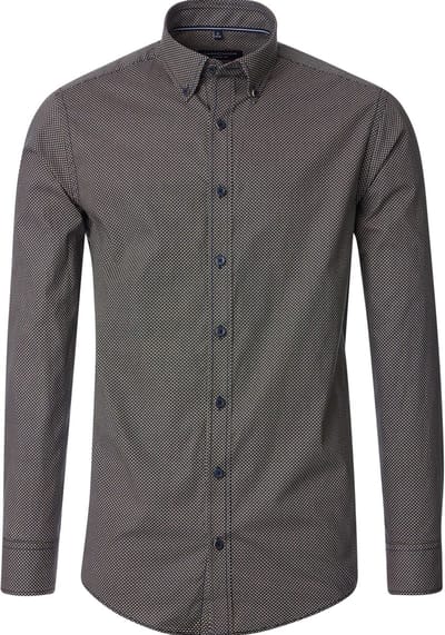 CASA MODA Sport casual fit overhemd - popeline - blauw dessin - Strijkvriendelijk - Boordmaat: 39 - 40