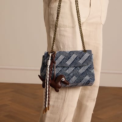 Manfield Teckel Bag Charm - dames - wit en bruin - sleutelhanger