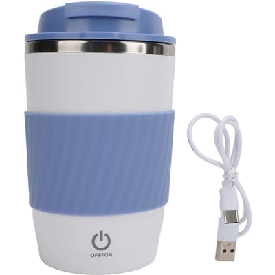 Zelfroerende Koffiemok Oplaadbaar 350ml Draagbare Zelfmengende Beker met Deksel voor Kantoor Auto Thee L(for 6.5-9kg) white